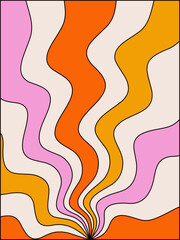 Wall Mural - retro background of the 60s-70s. abstract colorful background. wavy pattern. groovy psychedelic styl