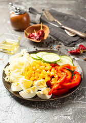 Sticker - Salad with boiled egg, pepper and corn