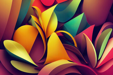 Wall Mural - colorful abstract shapes graphic background, 3d render, 3d illustration