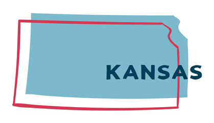 Wall Mural - Kansas US State. Sticker on transparent background