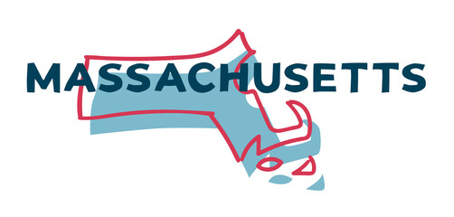 Poster - Massachusetts US State. Sticker on transparent background