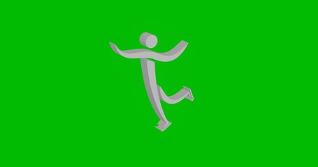 Wall Mural - Animation of rotation of a white figure skating symbol with shadow. Simple and complex rotation. Seamless looped 4k animation on green chroma key background