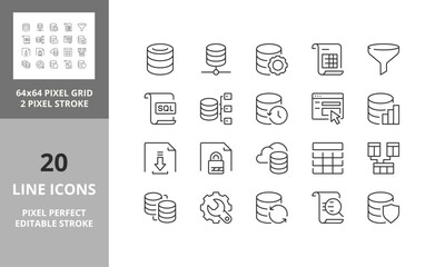 Wall Mural - database 64px and 256px editable vector set