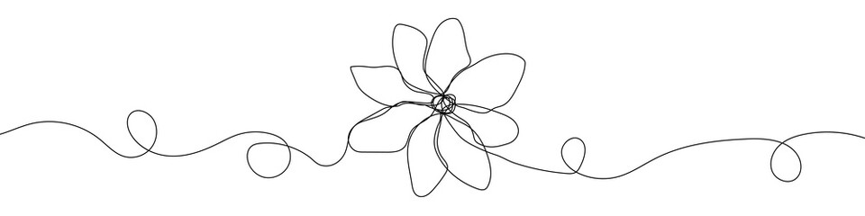Wall Mural - continuous line drawing of flower. flower one line icon. one line drawing background. vector illustr