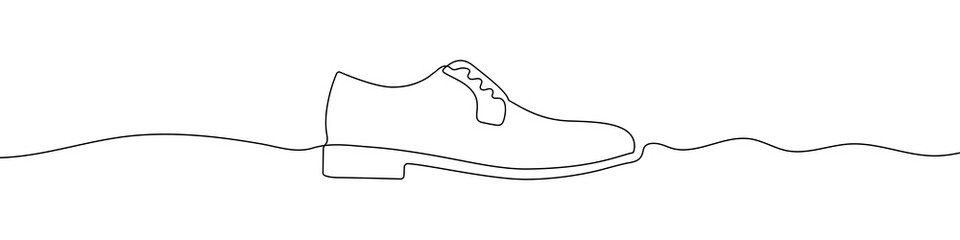 Canvas Print - continuous one line drawing silhouette of men's shoes. the shoes linear icon. one line drawing backg
