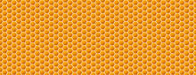 Honeycomb Background. Beehive Seamless Pattern. Vector Illustration Of Flat Geometric Texture Symbol. Hexagon, Hexagonal Raster, Sign Or Mosaic Cell Icon. Honey Bee Hive, Golden Orange Yellow.