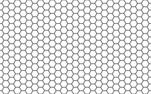 Honeycomb Line Art Background. Simple Beehive Seamless Pattern. Vector Illustration Of Flat Geometric Texture Symbol. Hexagon, Hexagonal Sign Or Cell Icon. Honey Bee Hive, Black And White Color.