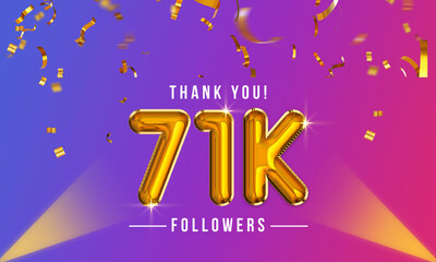 Sticker - Thank you, 71k or seventy-one thousand followers celebration design, Social Network friends,  followers celebration background