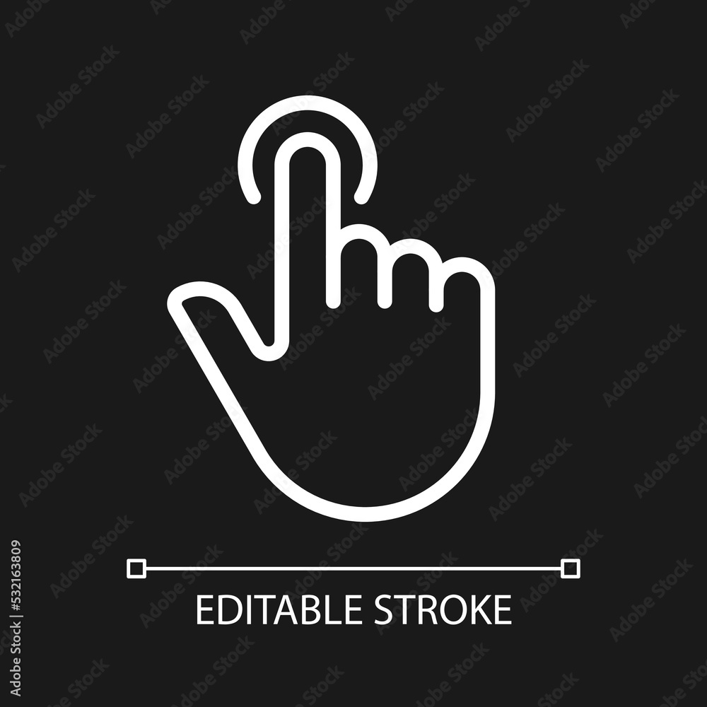 Finger touch pixel perfect white linear icon for dark theme ...