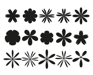 Sticker - Abstract geometric shape set. Geometric flowers, black trendy minimalist figures