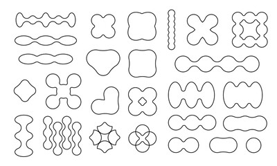 Sticker - Abstract minimalistic geometric elements set. Outline collection of contemporary simple various shapes for icons, logo, UI