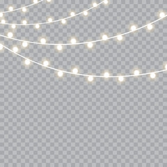 Wall Mural - Christmas lights isolated on transparent background. Vector