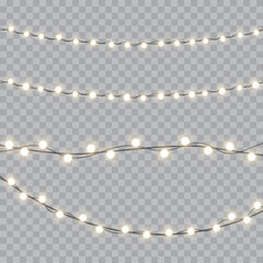 Wall Mural - Christmas lights isolated on transparent background. Vector