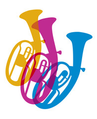 Wall Mural - Colorful music graphic with tuba.