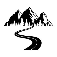 Wall Mural - Highway in mountains icon vector set. Forest road illustration sign collection. Travel symbol. Trip logo.