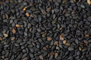 Canvas Print - Black sesame seeds close up.