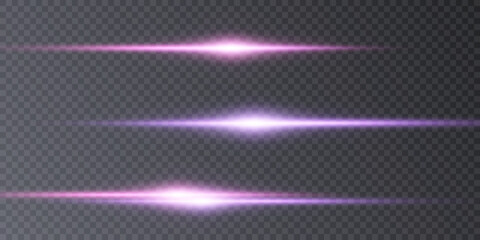 Poster - Set of purple horizontal highlights of abstract glowing stars and twinkles. Vector.