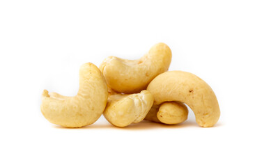 Wall Mural - Cashew nuts as a background, top view. Cashew isolated on white background. Healthy foods.