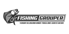 Grouper Fish Fishing Logo, Jumping Fish Design Template Vector Illustration. Great To Use As Your Any Fishing Company Logo