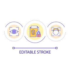 Sticker - Biometric identification loop concept icon. Innovative technology of data security. Privacy protection abstract idea thin line illustration. Isolated outline drawing. Editable stroke. Arial font used