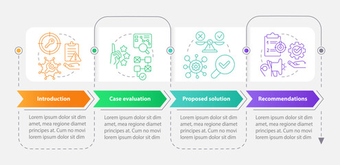 Wall Mural - drafting of case rectangle infographic template. studying plan. data visualization with 4 steps. edi