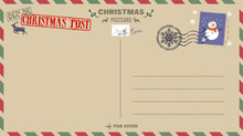 Beautiful Retro Style Template Of A Christmas Postcard Vector