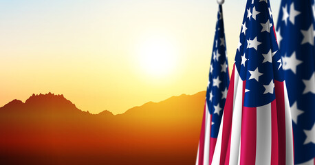 Sticker - USA Flag Background