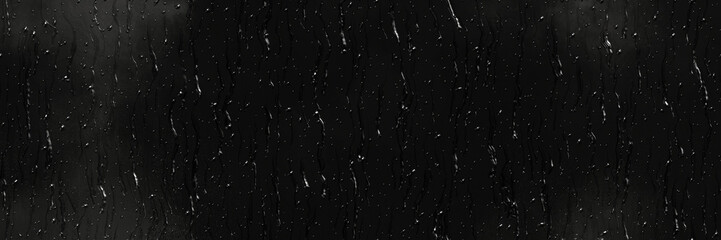 Abstract monochrome splashed background with water drops with shadows in dark grey. Mystery black design with wet liquid horror shades raindrops, foggy drop condensation bubble mist