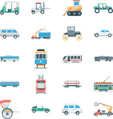 Canvas Print - Transports Colored Vector Icons 
