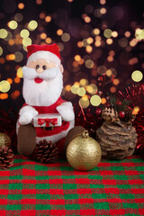 Wall Mural - Santa Claus decoration with lights background. Christmas party.