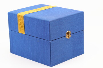 Blue gift box on white background