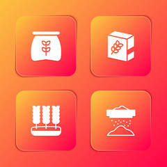 Sticker - Set Bag of flour, Flour pack, Wheat and Sifting icon. Vector