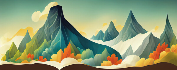 Wall Mural - Vintage mountain landscape in autumn as wallpaper background