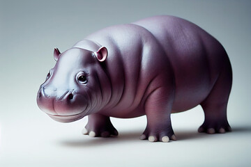 Wall Mural - Cute baby hippo standing in studio