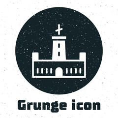 Sticker - Grunge Montjuic castle icon isolated on white background. Barcelona, Spain. Monochrome vintage drawing. Vector