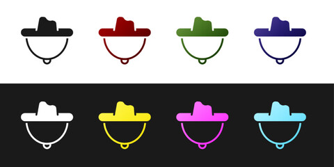 Sticker - Set Western cowboy hat icon isolated on black and white background. Vector