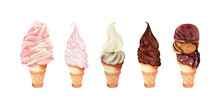 Set Of Ice Cream Watercolor Vector Design