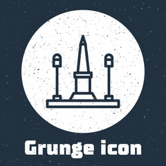 Sticker - Grunge line Place De La Concorde in Paris, France icon isolated on grey background. Monochrome vintage drawing. Vector