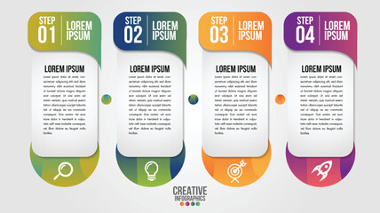 Wall Mural - vector infographic template label thin line design with icons and 4 options or steps.business concep