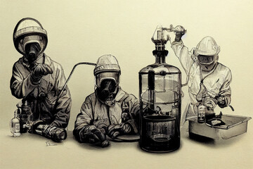 Poster - Chemical Technicians ,Hand Drawn V2 High quality 2d illustration