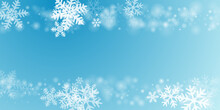 Subtle Falling Snow Flakes Backdrop. Snowfall Dust Freeze Particles. Snowfall Weather White Teal Blue Pattern. Flat Snowflakes February Vector. Snow Cold Season Scenery.