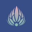Lotus flower logo isolated on dark blue fund. Beauty, spa, wellness, meditation icon. Elegant, luxury style illustration. Natural, healthy lifestyle symbol.