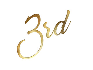 Wall Mural - Gold glitter isolated hand writing word third on transparent background