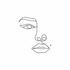 Wall Mural - Woman linear eye line art drawing logo artwork