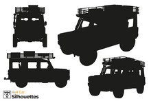 Collection Of Isolated 4x4 Car Silhouettes.