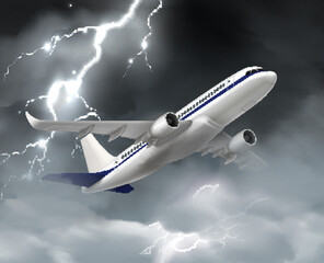 Wall Mural - Flying Airplane Storm Composition