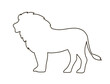 © Mikhail Ognev - Lion with a mane. Black line silhouette. Big cat hunter. Predatory animal mammal of Africa. King lion. Fauna and zoology. Design template for label, sign, logo. Vector illustration on white background