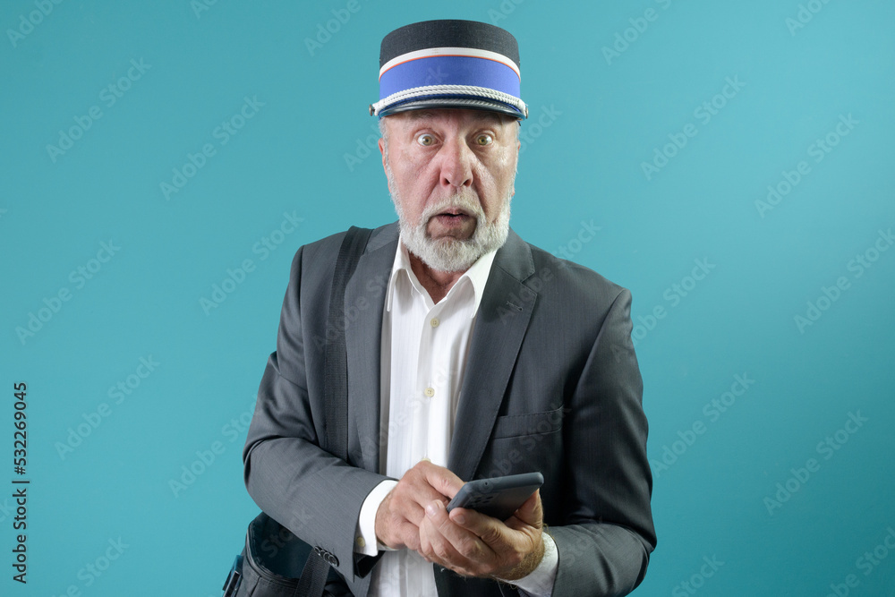 The train conductor is worried about the train's departure time. On a ...