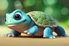 Cute Cartoon Baby Turtle, Illustrated Pet
