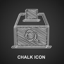 Chalk Female Vote Right Icon Isolated On Black Background. Vector